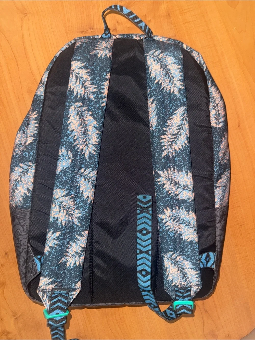 Tilly's Teal and Black Leaf Print Backpack